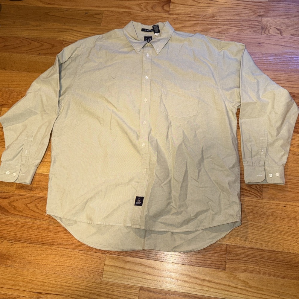 VTG 90s Men's The BIG Oxford Yellow Gap Button Down Dress Shirt Size XL